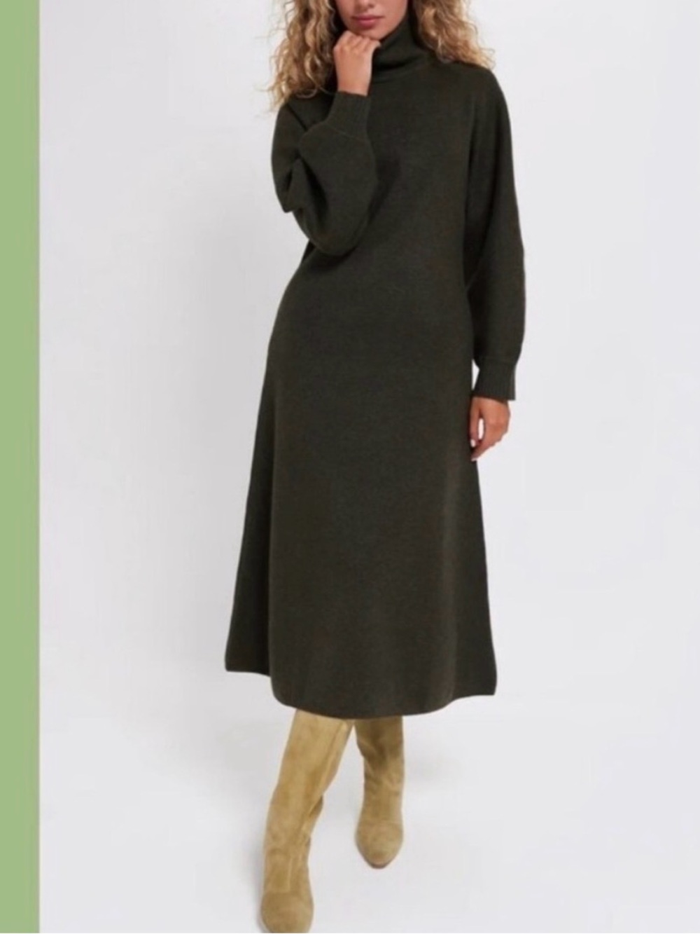 Tuckernuck Moss Green Turtleneck Knit Maxi Dress NWT